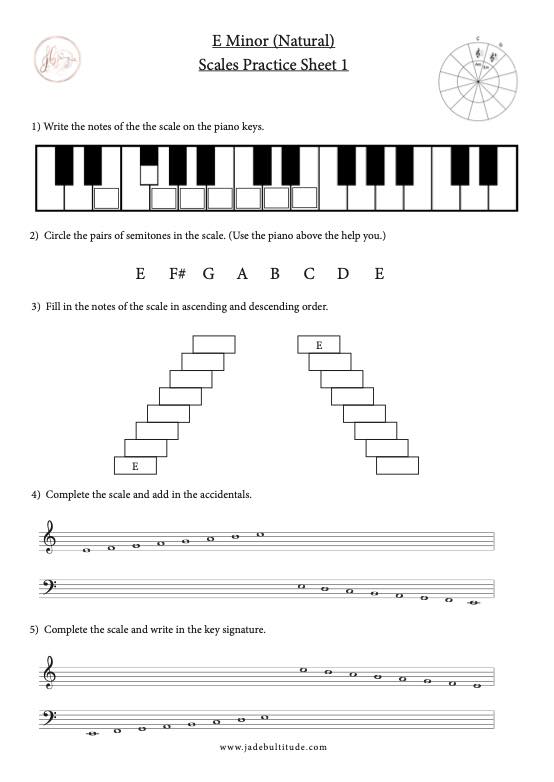 melodic minor scales sheet