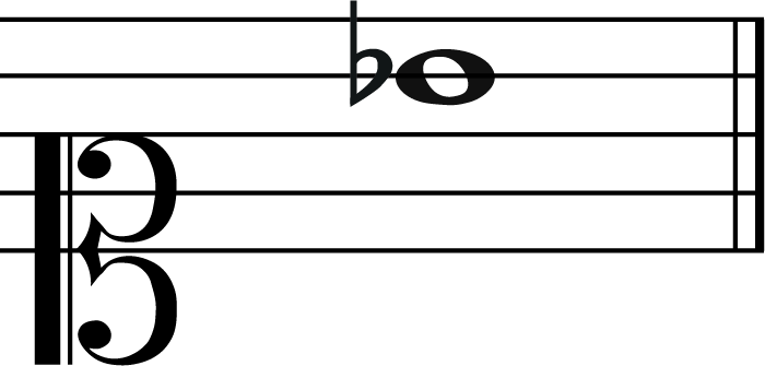 b flat music note in soprano clef