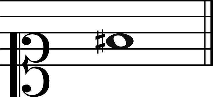 f sharp music note in soprano clef