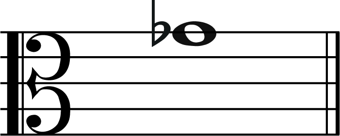g flat music note in alto clef